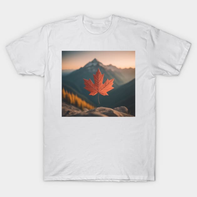 Maple Leaf in the Mountains T-Shirt by FPV YOUR WORLD